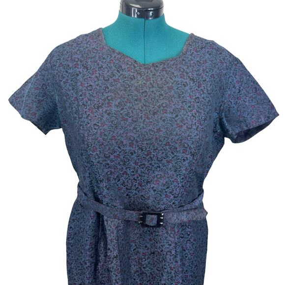 1950s Plus Size Iridescent Brocade Sheath Dress – Vintage Size 22 Work & Evening - Picture 3 of 16